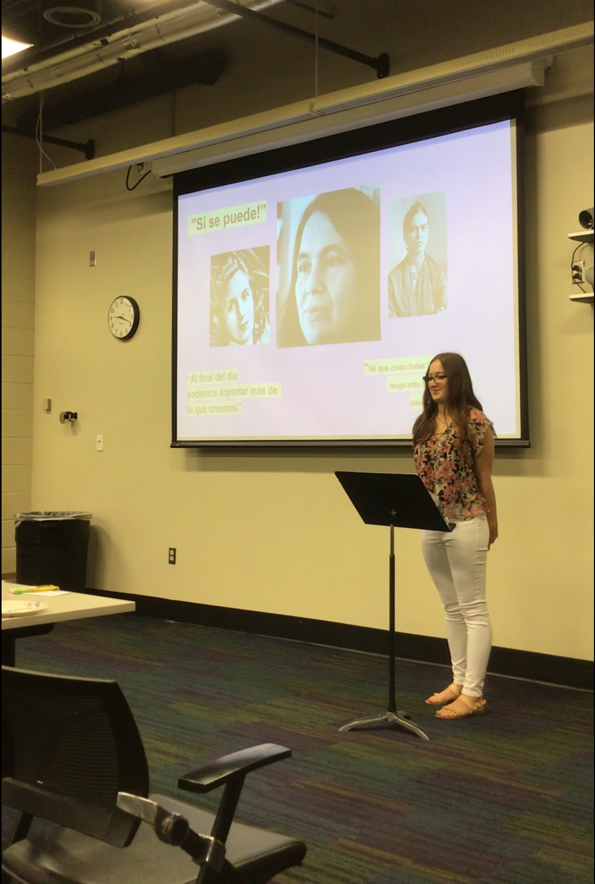 student presenting