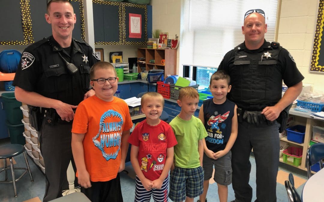 officers with students