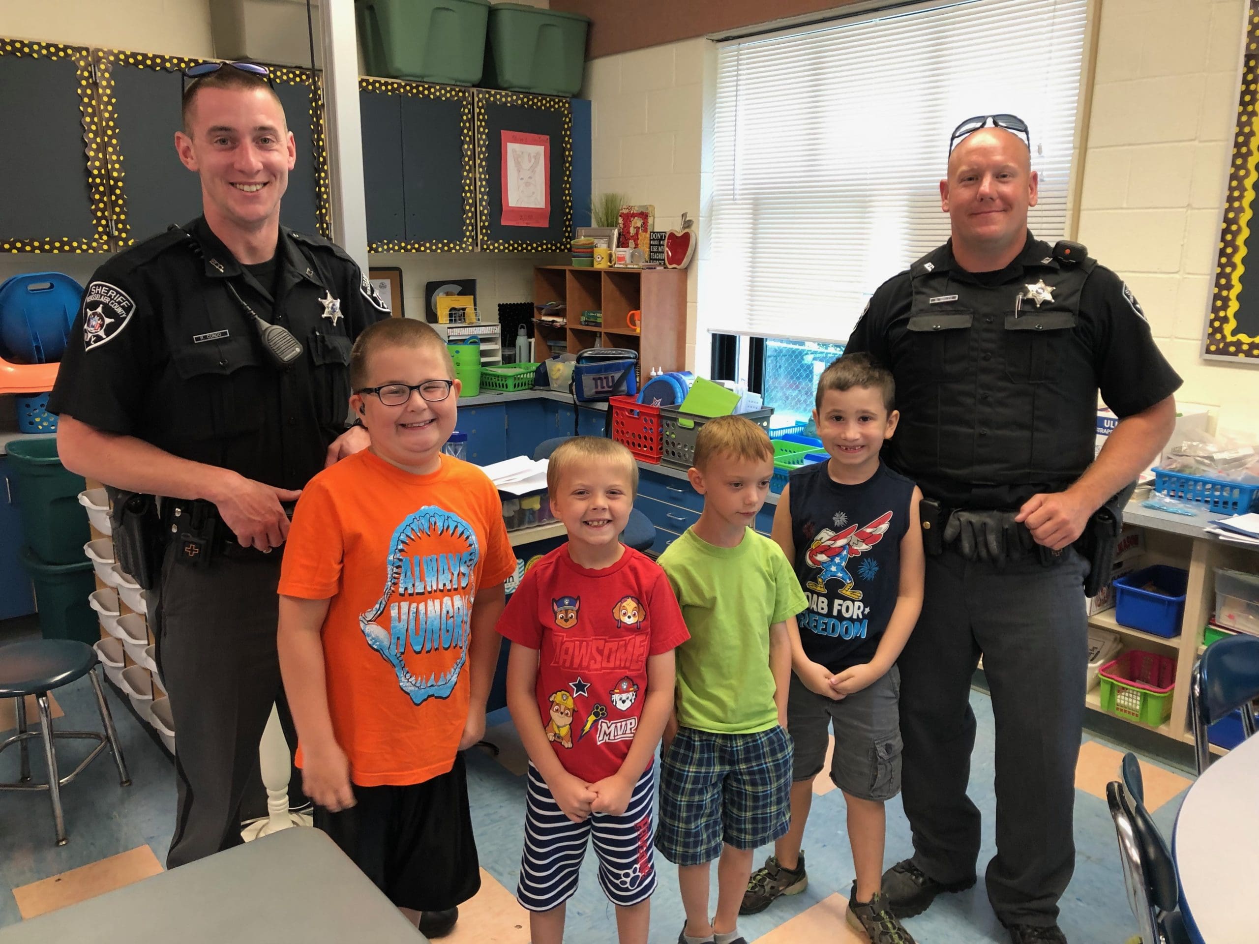 officers with students