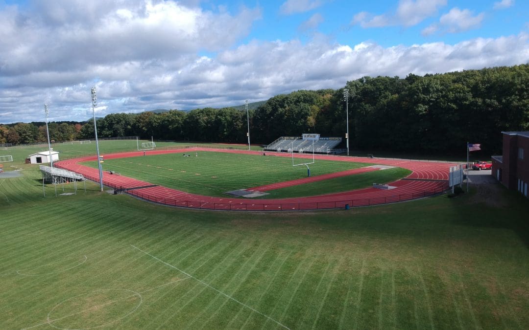Drone photo of football field