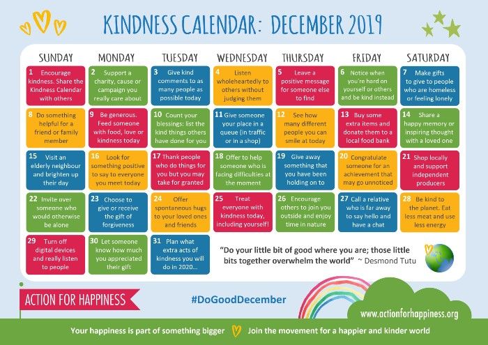 December kindness calendar