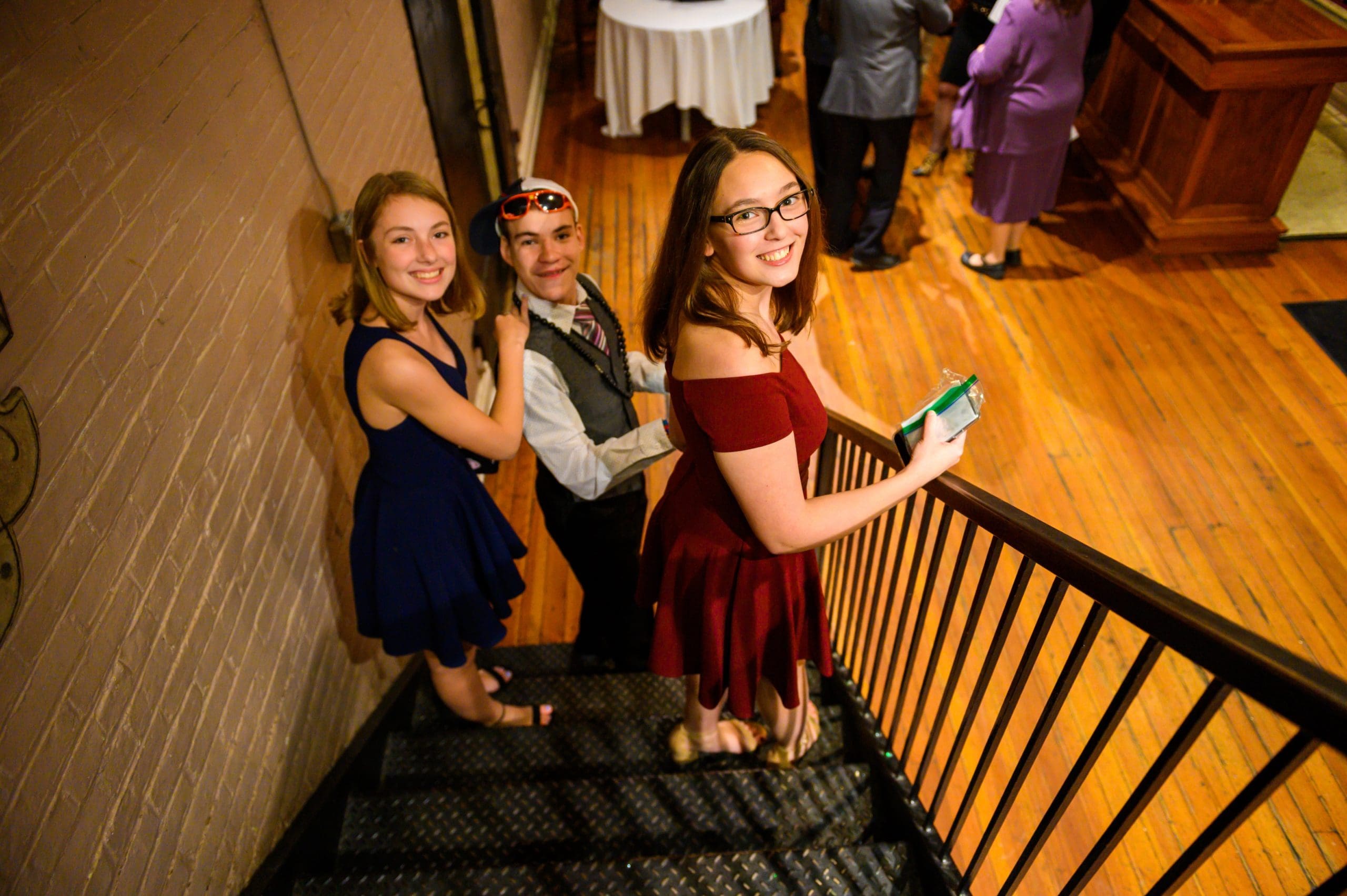 students on stairs