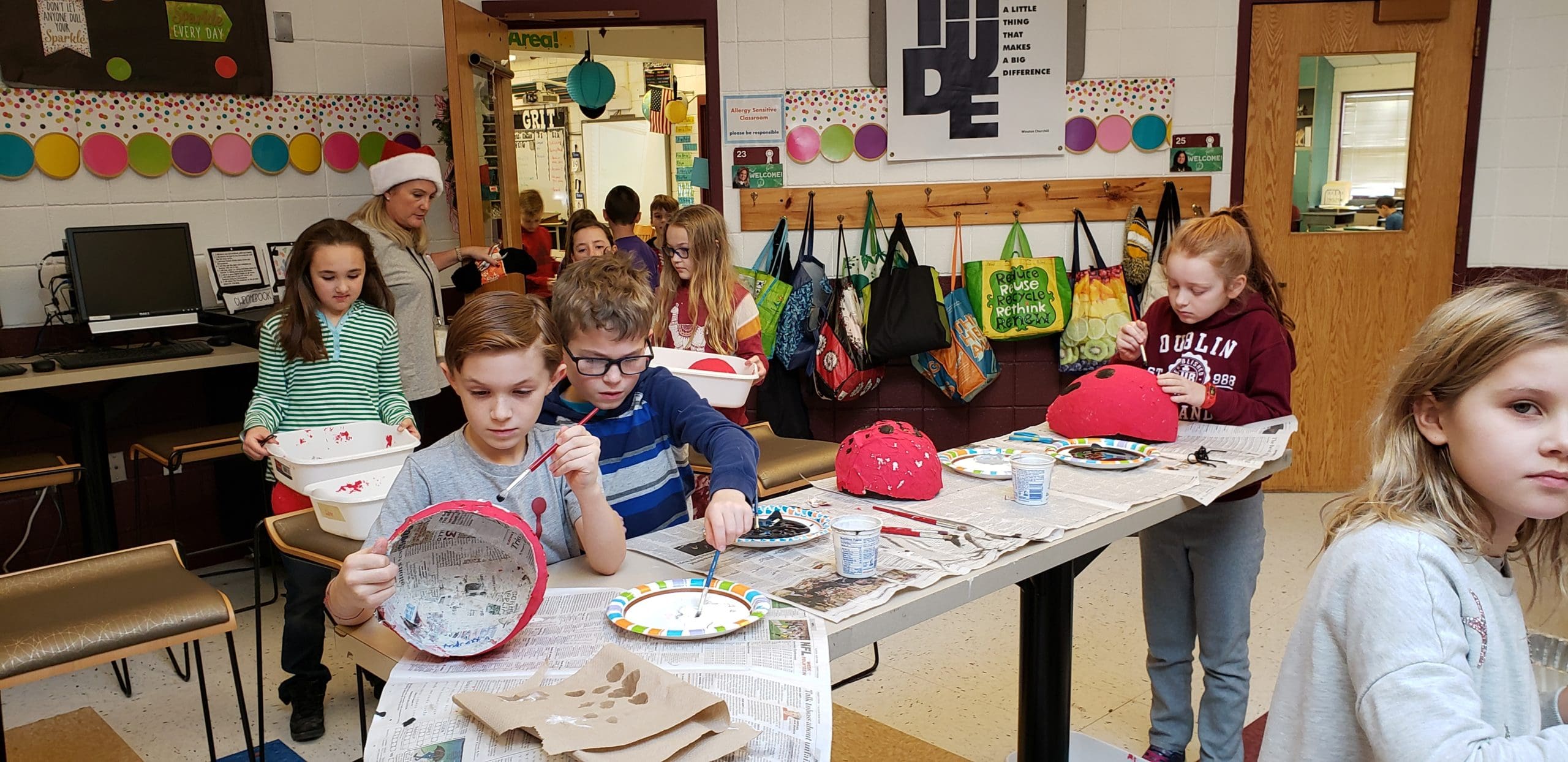 students making masks