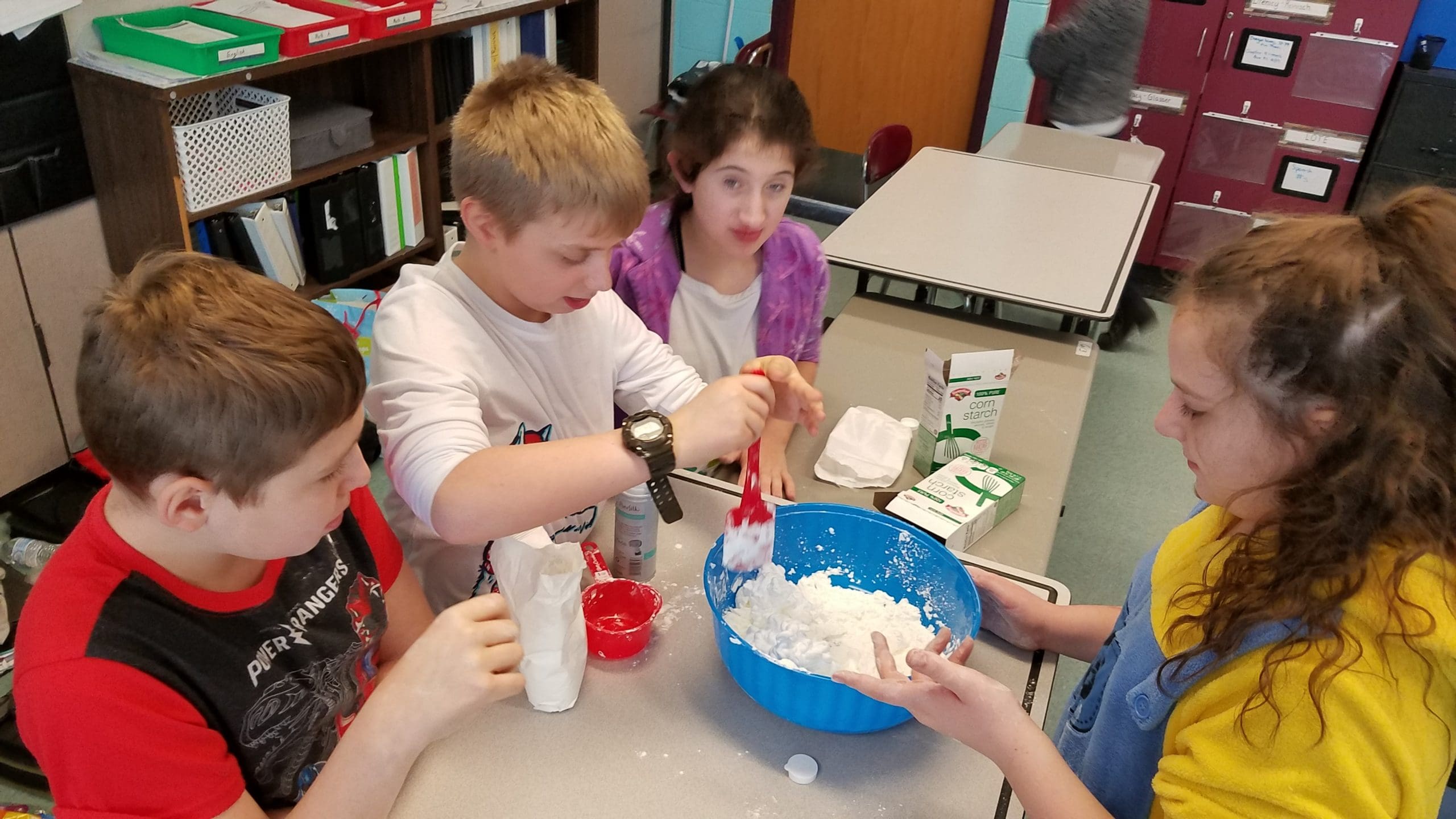 students making snow