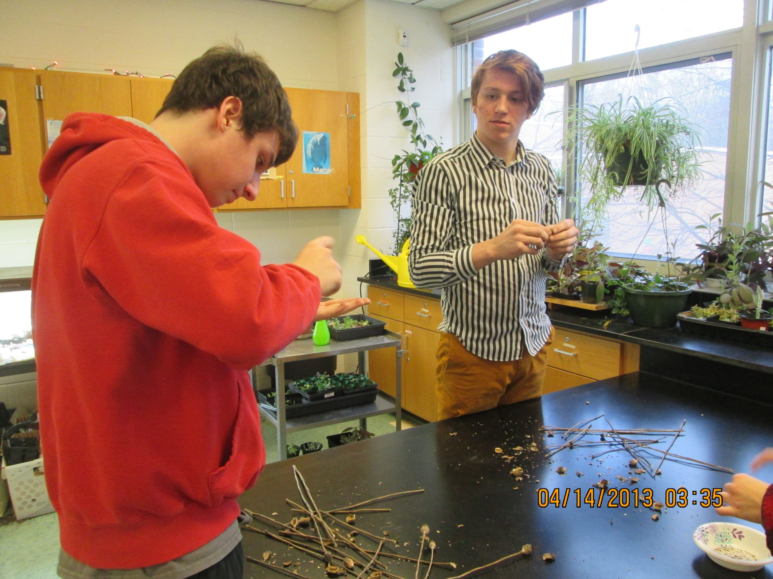 students with plants