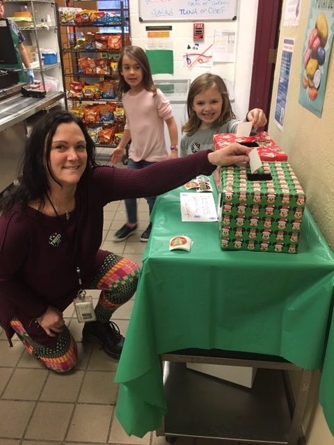 students place cards into box