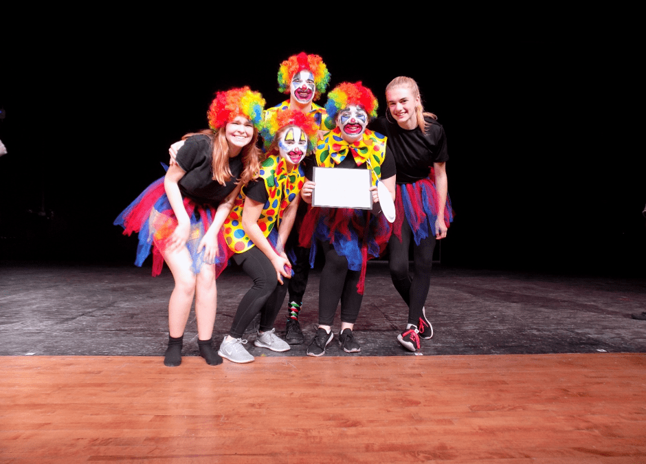 students dressed as clowns