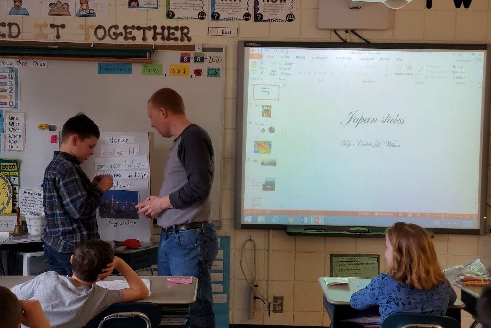 student giving presentation