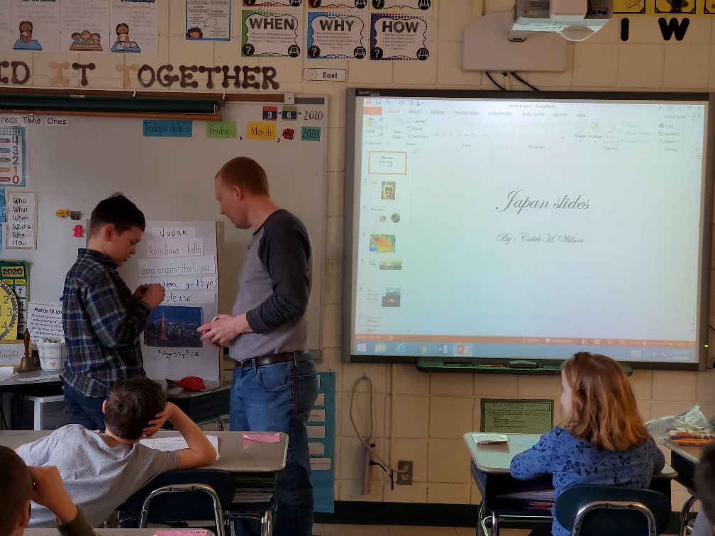 student giving presentation