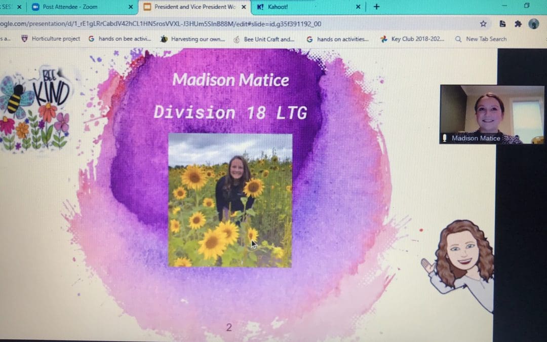 student presenting virtually