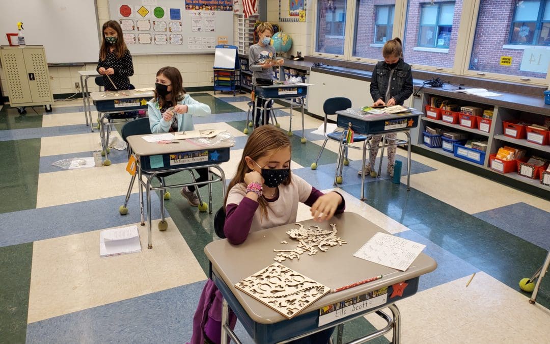 students working in the classroom