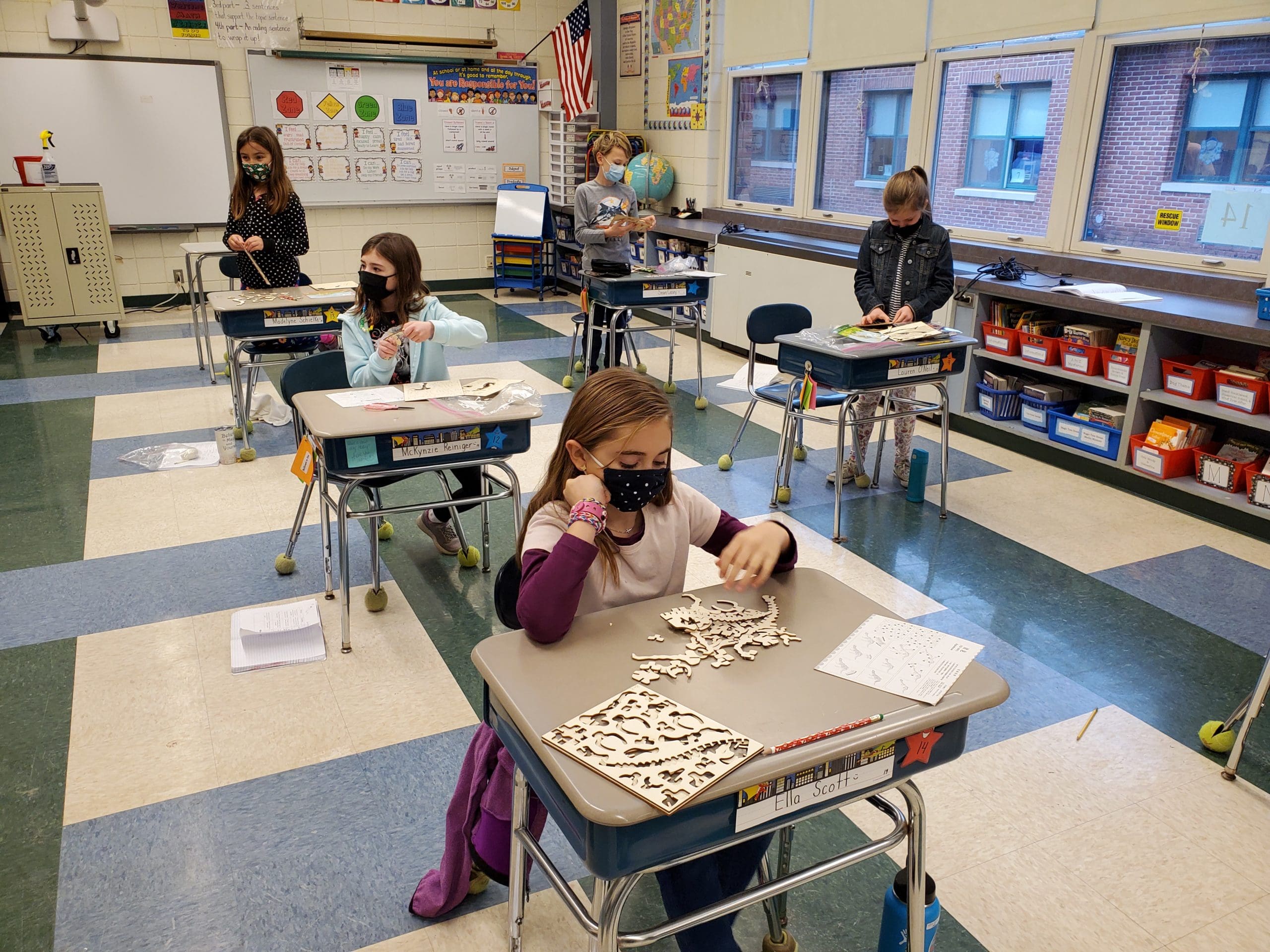 students working in the classroom