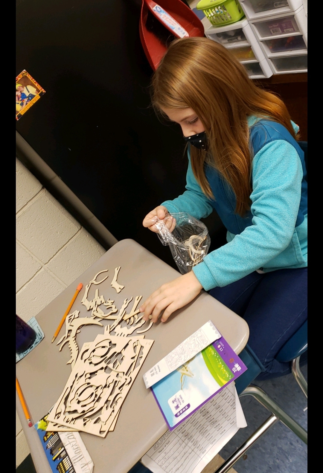 student working at desk