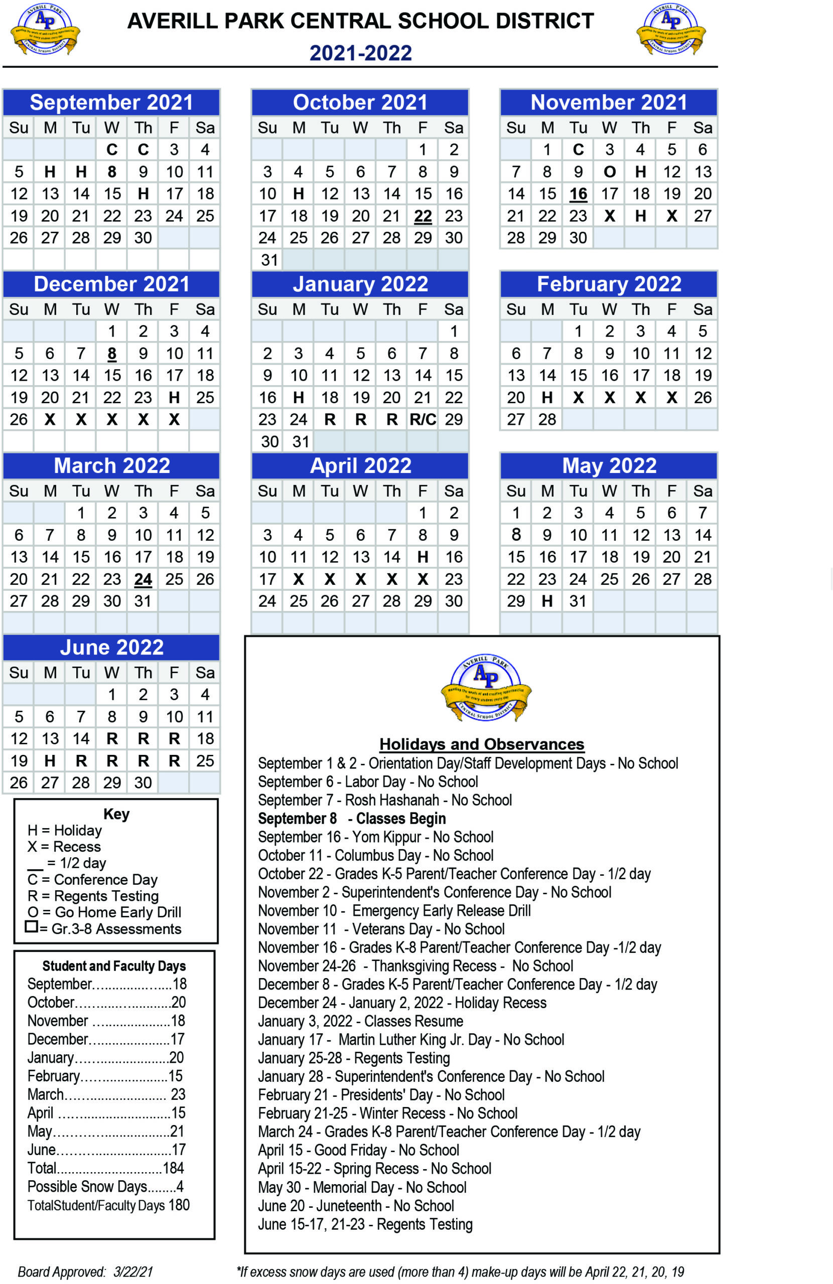2021 2022 SCHOOL CALENDAR