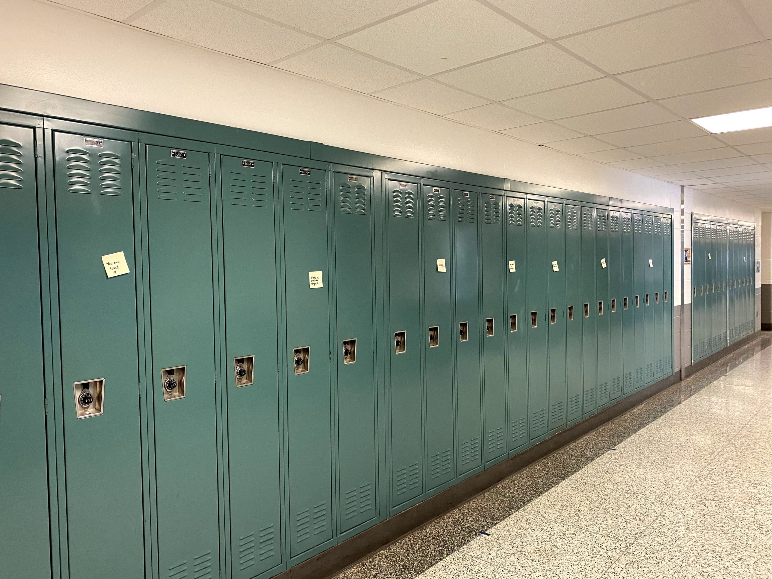 lockers with notes