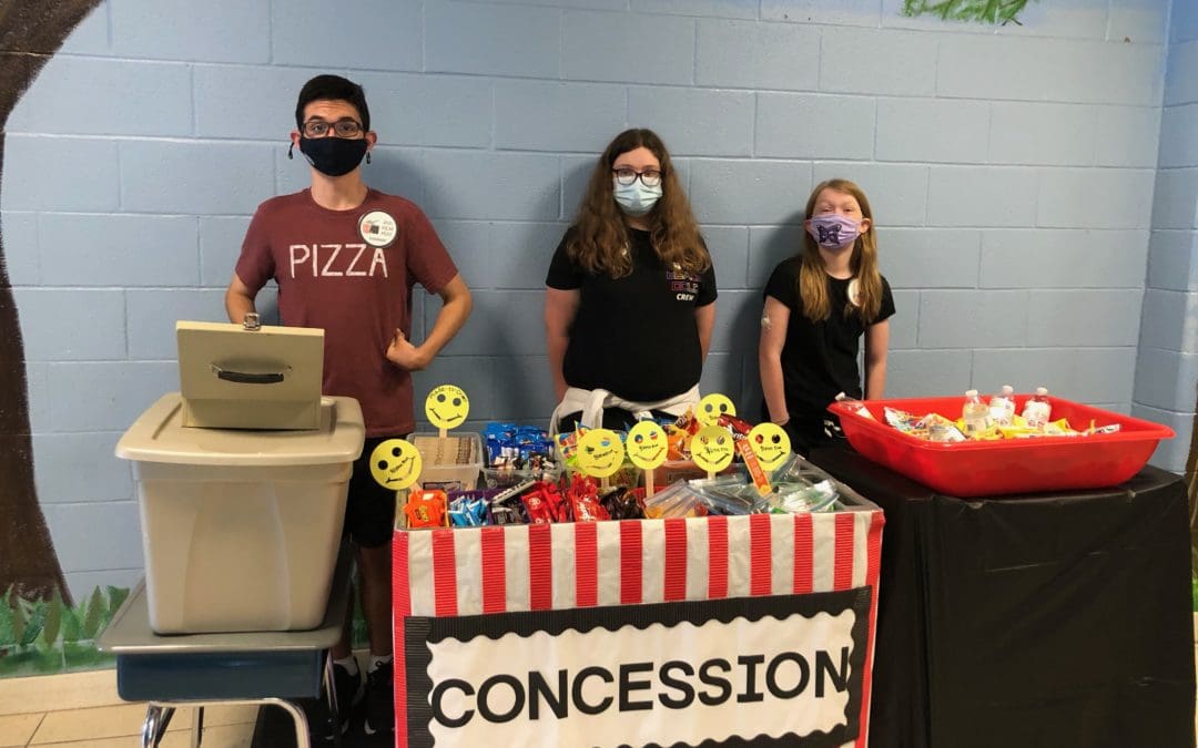 students at concession stand