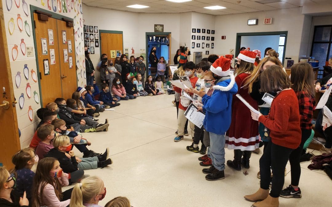 students singing
