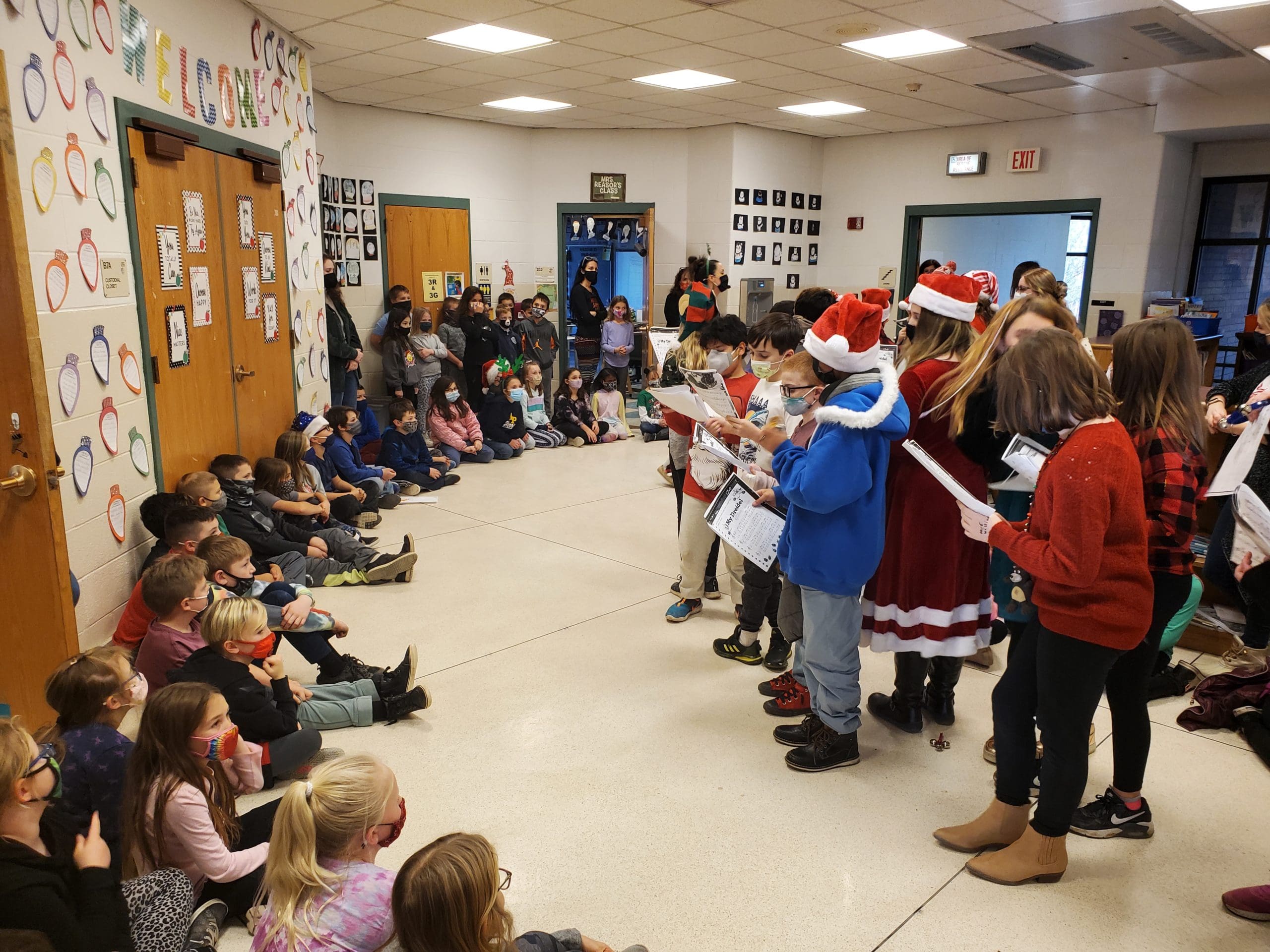 students singing