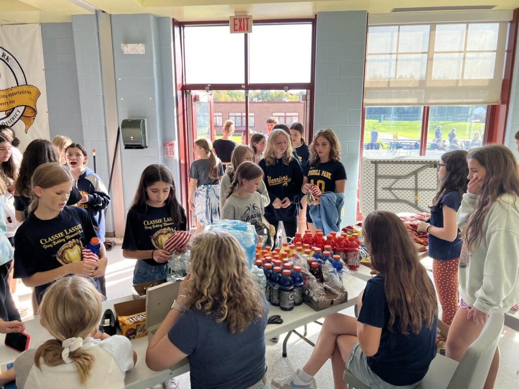 students getting snacks